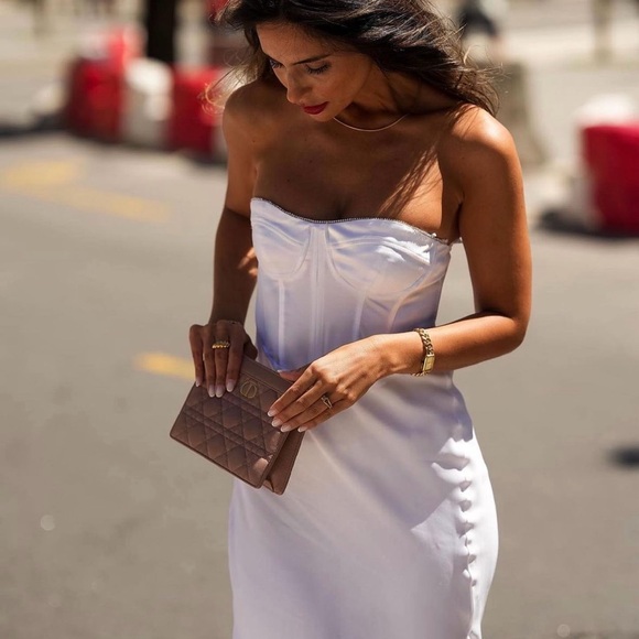 Zara dress midi satin wedding corset rhinestone party shower bridal cocktail - Picture 8 of 16